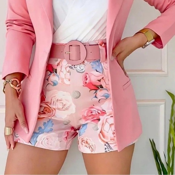 Pants - Floral Pink  dress Women's Shorts sz XXL
